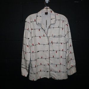 J. CREW Christmas Bulb flannel sleep top shirt NWT